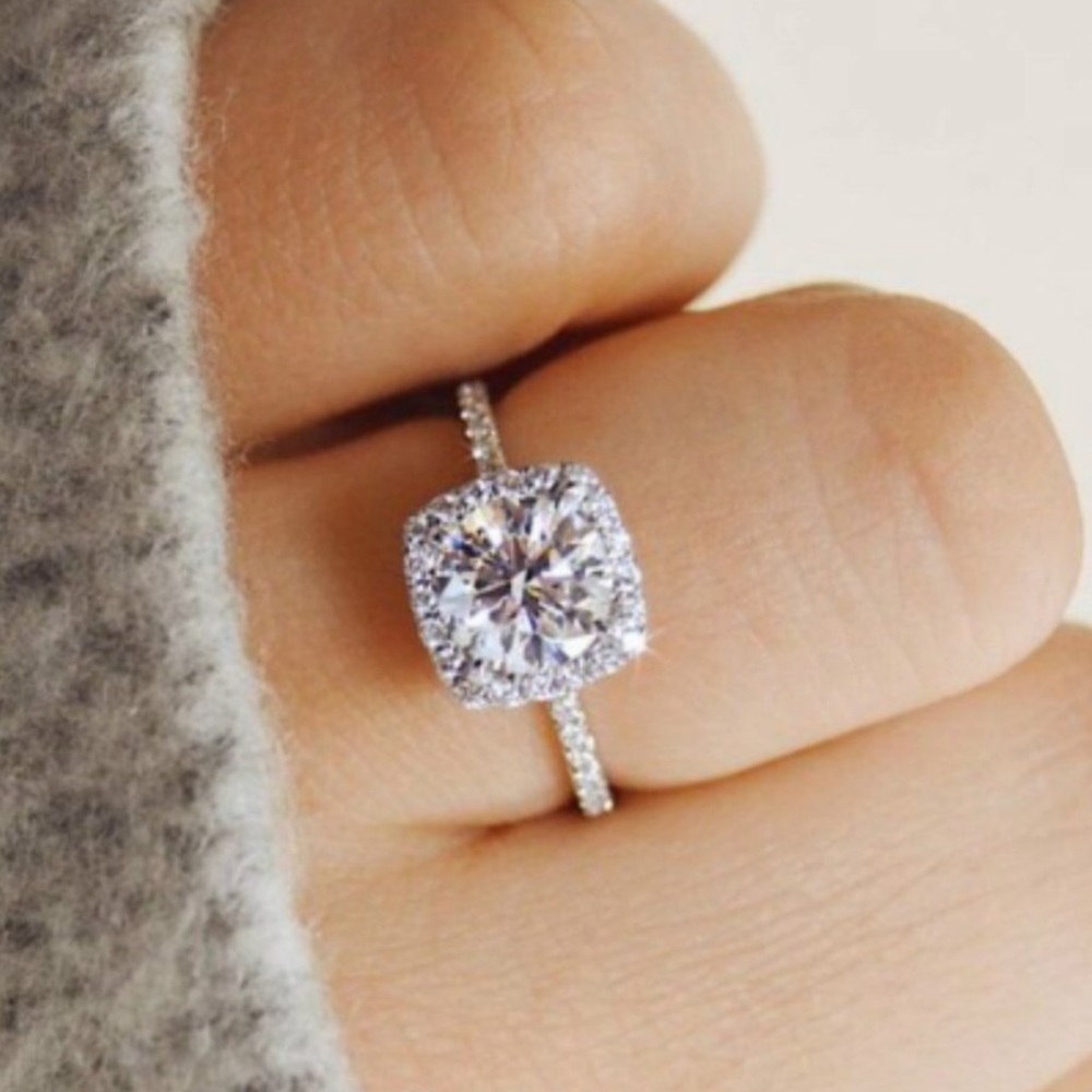 18K Gold Plated Cubic Zirconia Engagement Ring - Picture 3 of 11